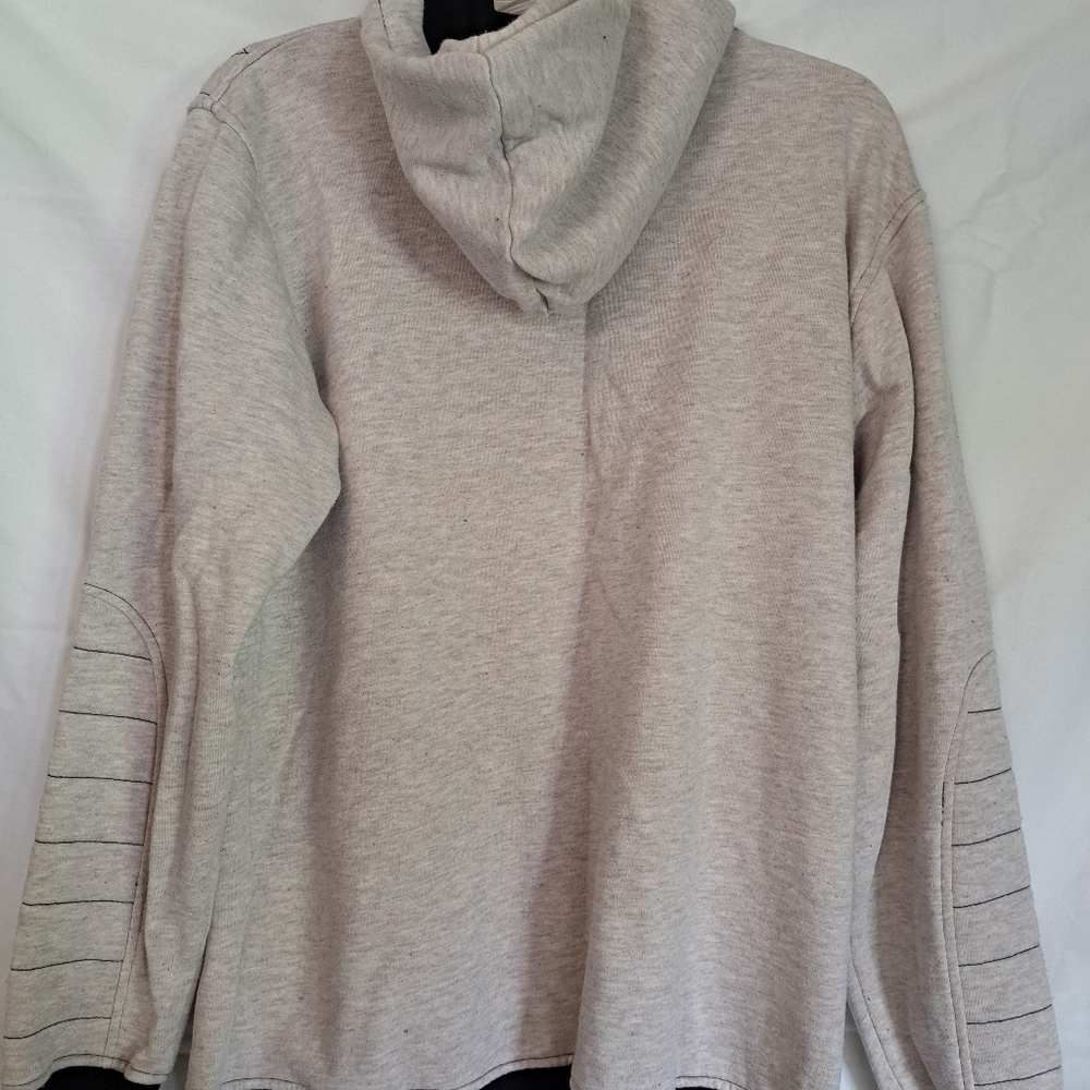 Light Gray and Black Large Bethesda Zip Up Hooded Sweatshirt - Picture 3 of 7